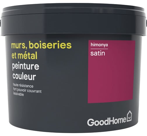 Peinture haute résistance murs, boiseries et métal intérieure acrylique Satin Rose Himonya 2.5 L - GoodHome - Brico Dépôt