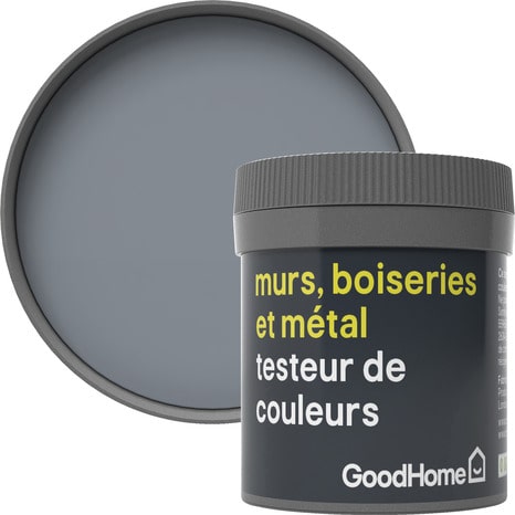 Testeur Peinture haute résistance murs, boiseries et métal intérieure acrylique Mat Gris Cincinnati 50 ml - GoodHome - Brico Dépôt