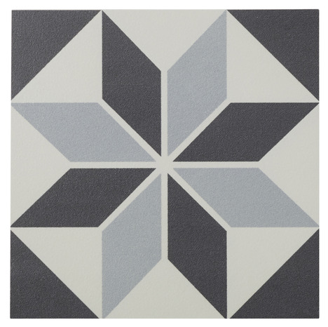 Carrelage intérieur sol/mur "Hydrolic" décor star noir et blanc - l. 20 x L. 20 cm - GoodHome - Brico Dépôt