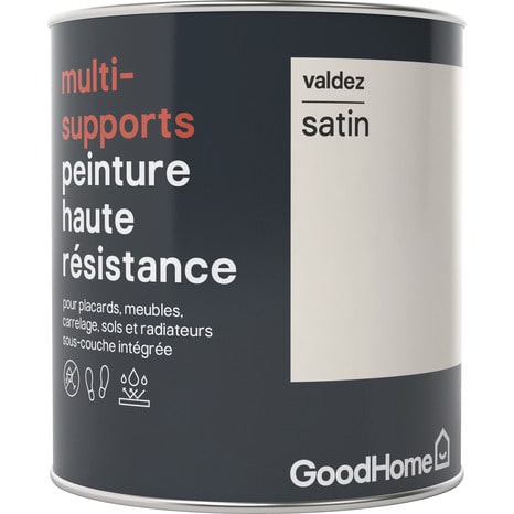 Peinture haute résistance multi-supports acrylique satin blanc cassé Valdez 0,75 L - GoodHome - Brico Dépôt