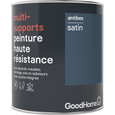 Peinture haute résistance multi-supports acrylique satin bleu Antibes 0,75 L - GoodHome - Brico Dépôt