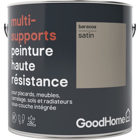 Peinture haute résistance multi-supports acrylique satin marron Baracoa 2 L - GoodHome - Brico Dépôt