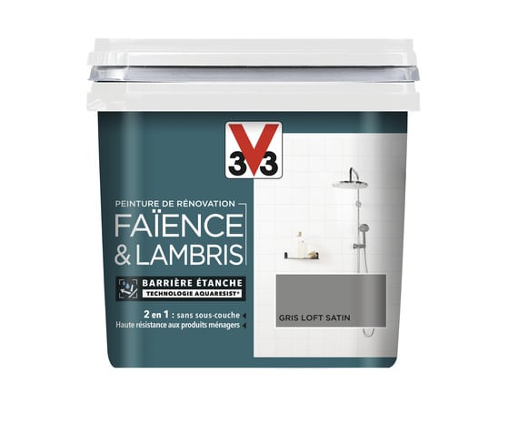 Peinture de rénovation faïence et lambris acrylique satin gris loft 0,75 L - V33 - Brico Dépôt