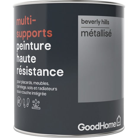 Peinture haute résistance multi-supports acrylique métallisé argent Beverly Hills 0,75 L - GoodHome - Brico Dépôt