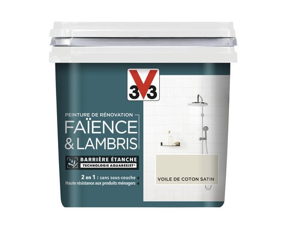 Peinture de rénovation faïence et lambris acrylique satin voile de coton 0,75 L - V33 - Brico Dépôt