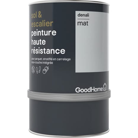 Peinture de rénovation sol et escalier acrylique mat gris Delani 0,75 L - GoodHome - Brico Dépôt