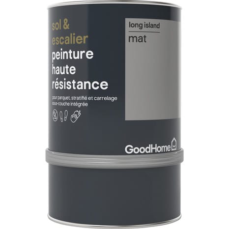 Peinture de rénovation sol et escalier acrylique mat gris Long Island 0,75 L - GoodHome - Brico Dépôt