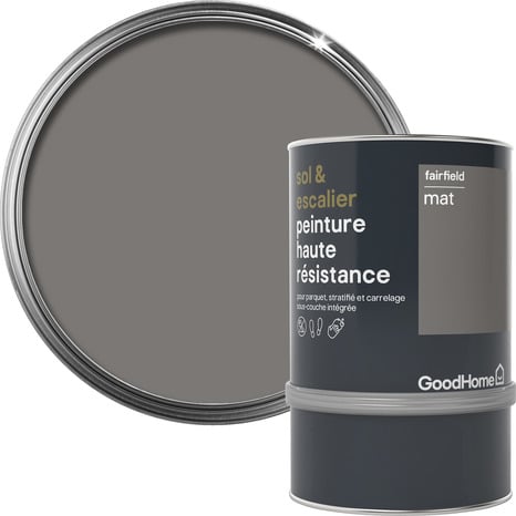 Peinture de rénovation sol et escalier acrylique mat gris Fairfield 0,75 L - GoodHome - Brico Dépôt