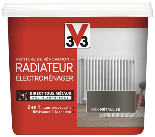 Peinture de rénovation radiateur et électroménager acrylique métallisé inox 0,75 L - V33 - Brico Dépôt