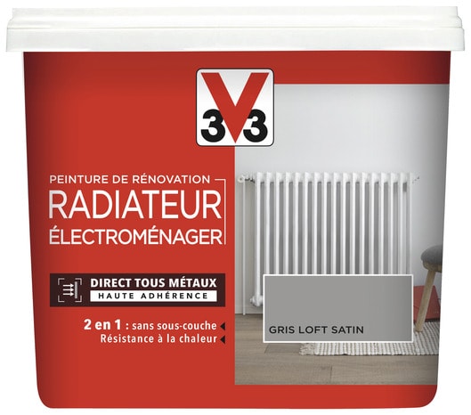 Peinture de rénovation radiateur et électroménager acrylique satin gris galet 0,75 L - V33 - Brico Dépôt