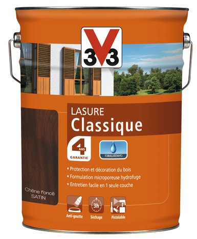 Lasure classique ton chêne foncé 5 L - V33 - Brico Dépôt