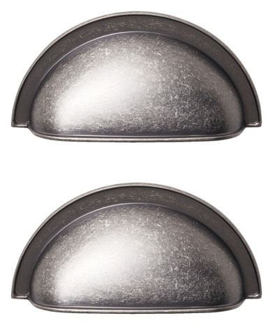 Lot de 2 poignées coques argent "Alkanet" L 9.8 cm - GoodHome - Brico Dépôt