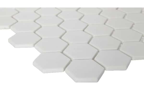 Mosaïque hexagonale "Plain" blanc - l. 30 x L. 30 cm - GoodHome - Brico Dépôt