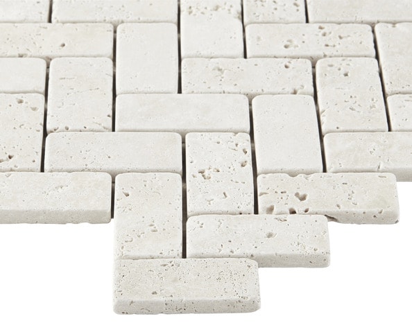 Mosaïque Travertin pierre naturelle beige - l. 28,5 x L. 31 cm - GoodHome - Brico Dépôt