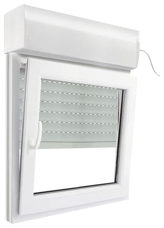 Fenêtre PVC 2 vantaux oscillo-battant + volet roulant électrique GoodHome  blanc - l.100 x h.115 cm