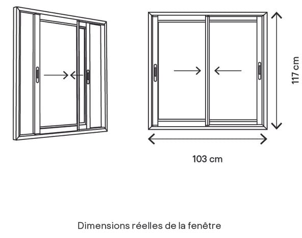 Fenêtre aluminium gris coulissante 2 vantaux h.115 x l.100 cm - GoodHome - Brico Dépôt