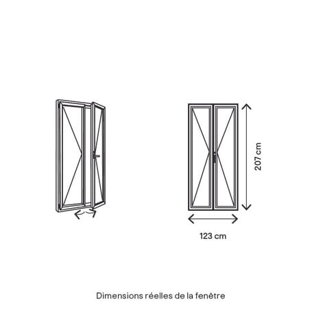 Porte-fenêtre aluminium blanc 2 vantaux - H.205 x l.120 cm - GoodHome - GoodHome - Brico Dépôt