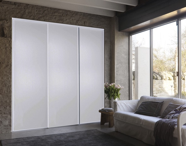 Lot de 3 portes de placard coulissantes décor blanc H. 250 x L. 210 cm - Brico Dépôt