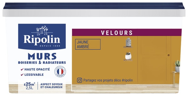 Peinture intérieur Velours 2,5 L Jaune ambre - Ripolin - Brico Dépôt