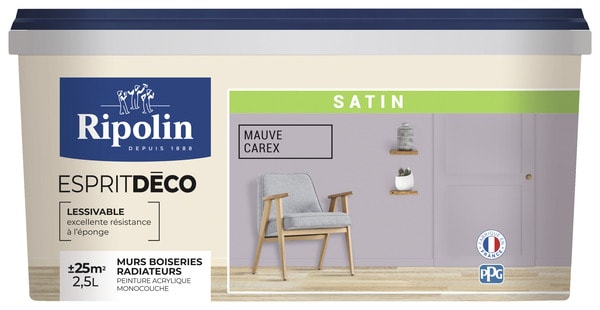 Peinture mur intérieur Satin 2,5 L Violet carex - Ripolin - Brico Dépôt