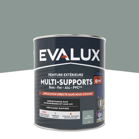 Peinture extérieure Satin multi supports 2,5 L eucalyptus - Evalux - Brico Dépôt