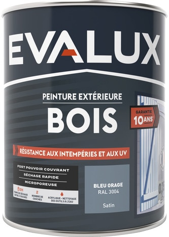 Peinture extérieur bois 0,75 L bleu orage satin - Evalux - Brico Dépôt