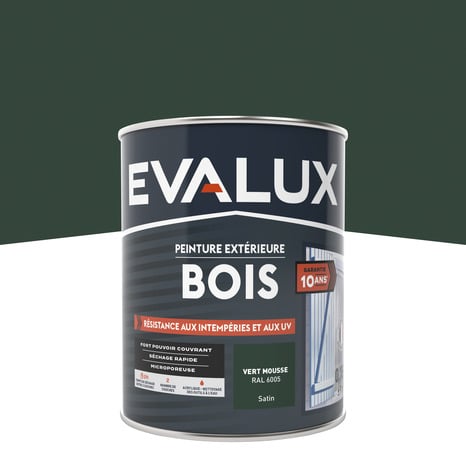 Peinture extérieur bois 0,75 L vert mousse satin - Evalux - Brico Dépôt