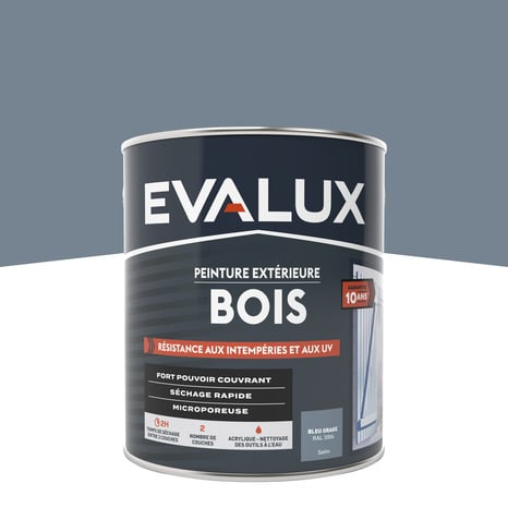 Peinture extérieur bois 2,5 L bleu orage satin - Evalux - Brico Dépôt