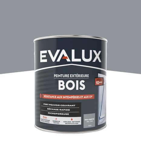 Peinture extérieur bois 2,5 L gris fenêtre satin - Evalux - Brico Dépôt