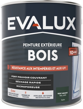 Peinture extérieur bois 2,5 L vert mousse satin - Evalux - Brico Dépôt