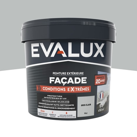 Peinture façade extrême 5 L gris clair mat - Evalux - Brico Dépôt