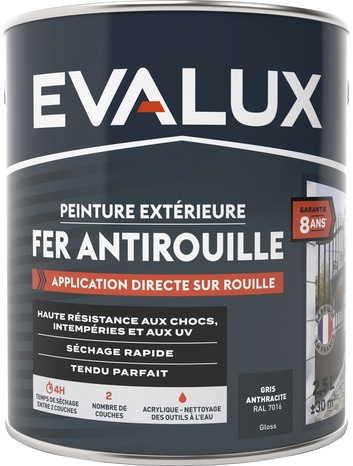 Peinture extérieure métal 2,5 L anthracite gloss - Evalux - Brico Dépôt