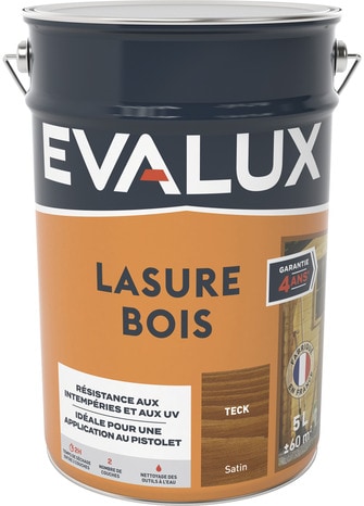 Lasure bois extérieur teck 5 L satin - Evalux - Brico Dépôt