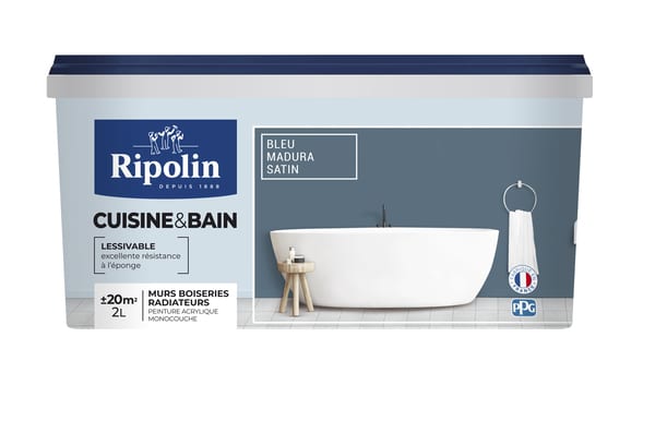 Peinture intérieur Satin 2 L Bleu madura - Ripolin - Brico Dépôt