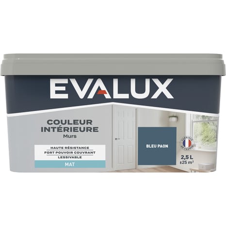 Peinture mur intérieur Mat 2,5 L Bleu - Evalux - Brico Dépôt