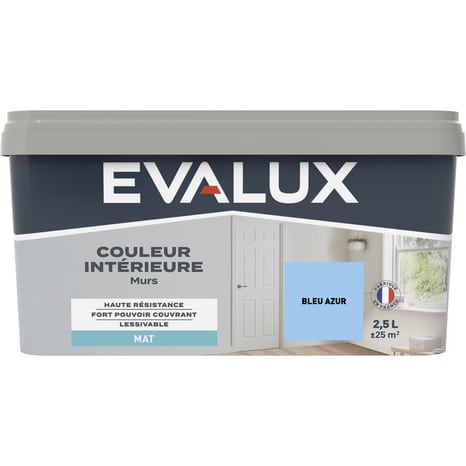 Peinture mur intérieur Mat 2,5 L Bleu azur - Evalux - Brico Dépôt