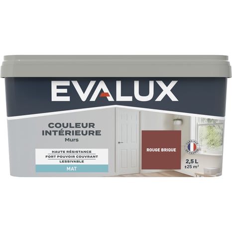 Peinture mur intérieur Mat 2,5 L Rouge brique - Evalux - Brico Dépôt