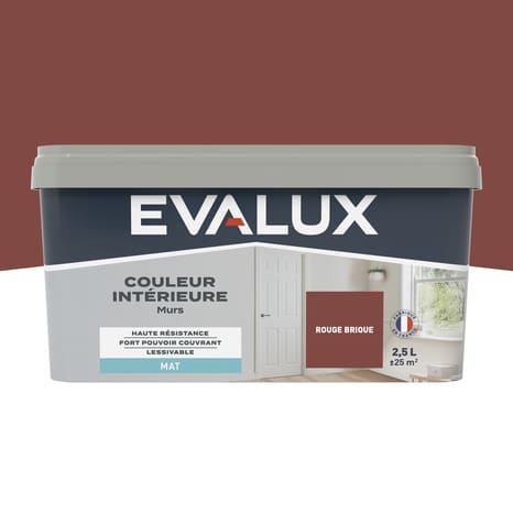 Peinture mur intérieur Mat 2,5 L Rouge brique - Evalux - Brico Dépôt