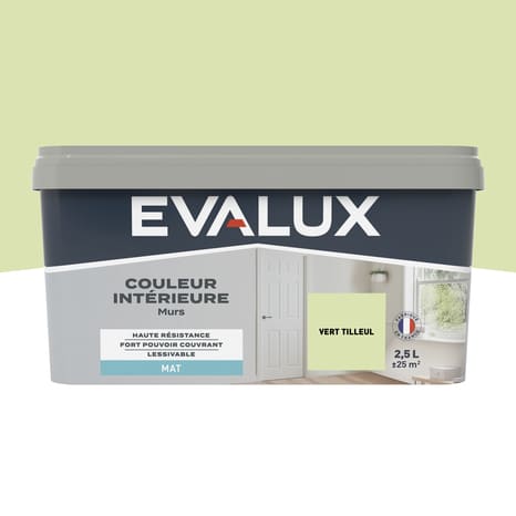 Peinture mur intérieur Mat 2,5 L Vert tilleul - Evalux - Brico Dépôt