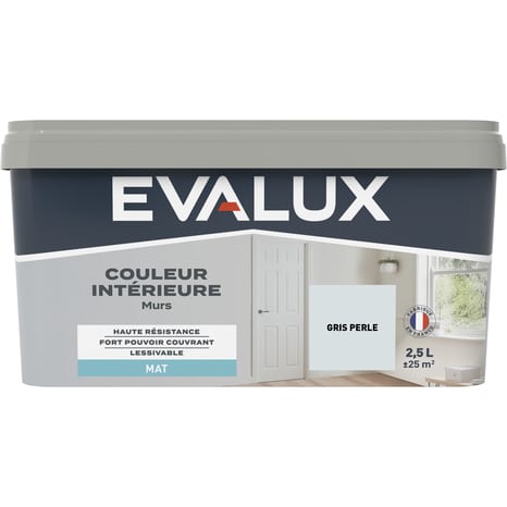 Peinture mur intérieur Mat 2,5 L Gris perle - Evalux - Brico Dépôt