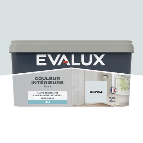 Peinture mur intérieur Mat 2,5 L Gris perle - Evalux - Brico Dépôt