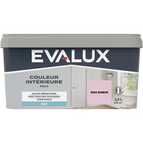 Peinture mur intérieur Mat 2,5 L Rose bonbon - Evalux - Brico Dépôt