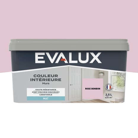 Peinture mur intérieur Mat 2,5 L Rose bonbon - Evalux - Brico Dépôt