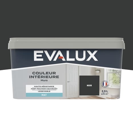 Peinture mur intérieur Mat 2,5 L Noir - Evalux - Brico Dépôt