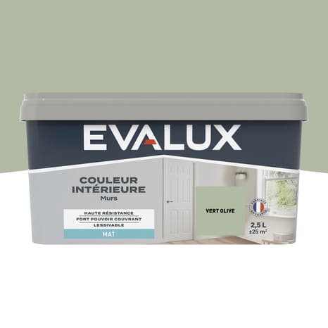 Peinture mur intérieur Mat 2,5 L Vert olive - Evalux - Brico Dépôt