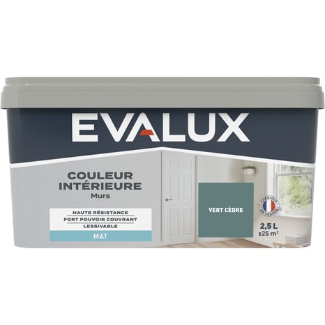 Peinture mur intérieur Mat 2,5 L Vert cèdre - Evalux - Brico Dépôt