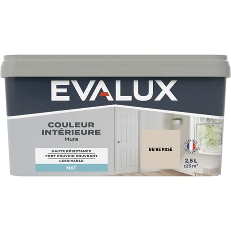 Peinture mur intérieur Mat 2,5 L Beige rosé - Evalux - Brico Dépôt