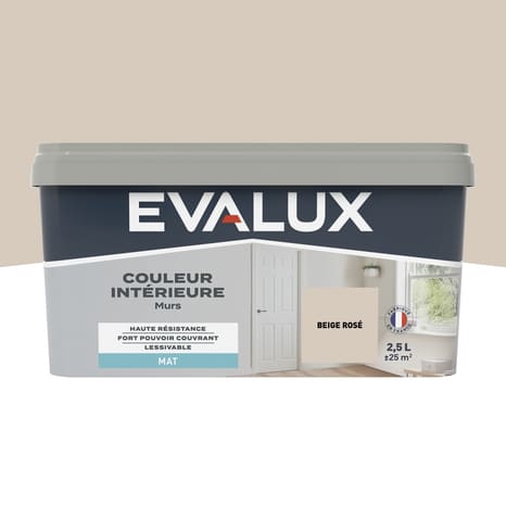 Peinture mur intérieur Mat 2,5 L Beige rosé - Evalux - Brico Dépôt