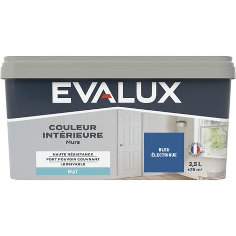 Peinture mur intérieur Mat 2,5 L Bleu électrique - Evalux - Brico Dépôt