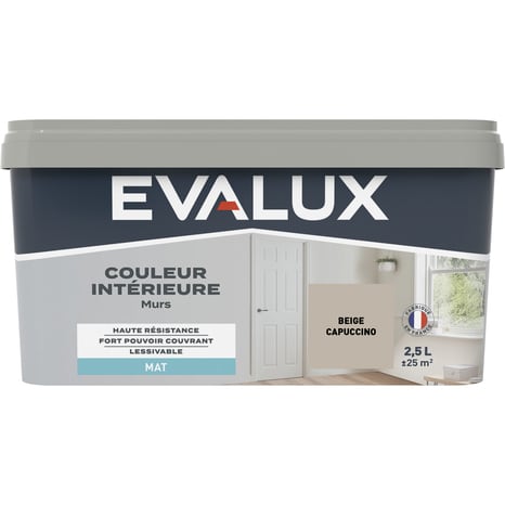 Peinture mur intérieur Mat 2,5 L Beige cappuccino - Evalux - Brico Dépôt